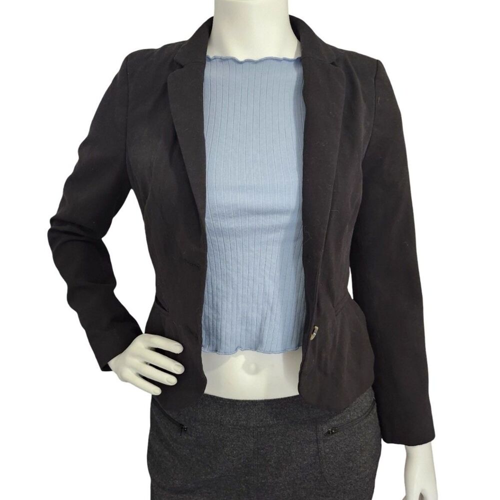 H&M Black Fitted Two-Button Blazer Jacket